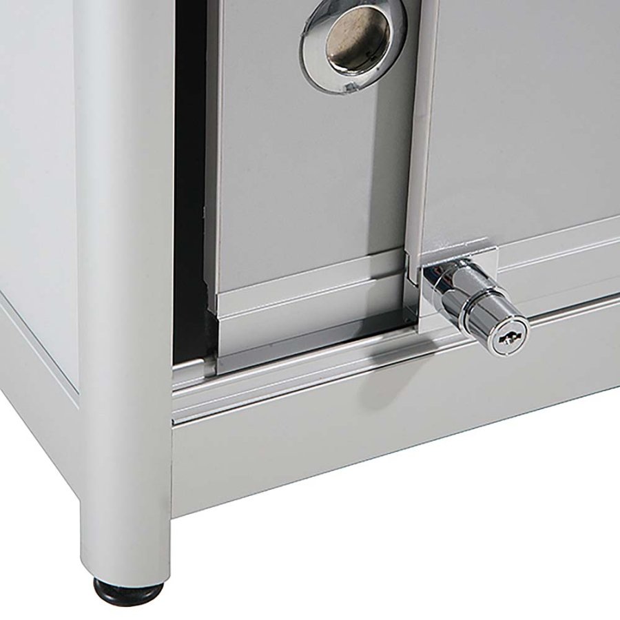 Showcase Counter Duo, silver, with storage and LED spots