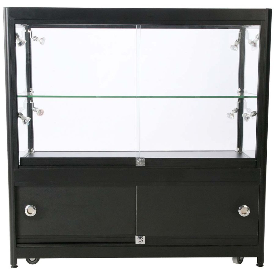 Showcase Counter Duo, black, with storage and LED spots
