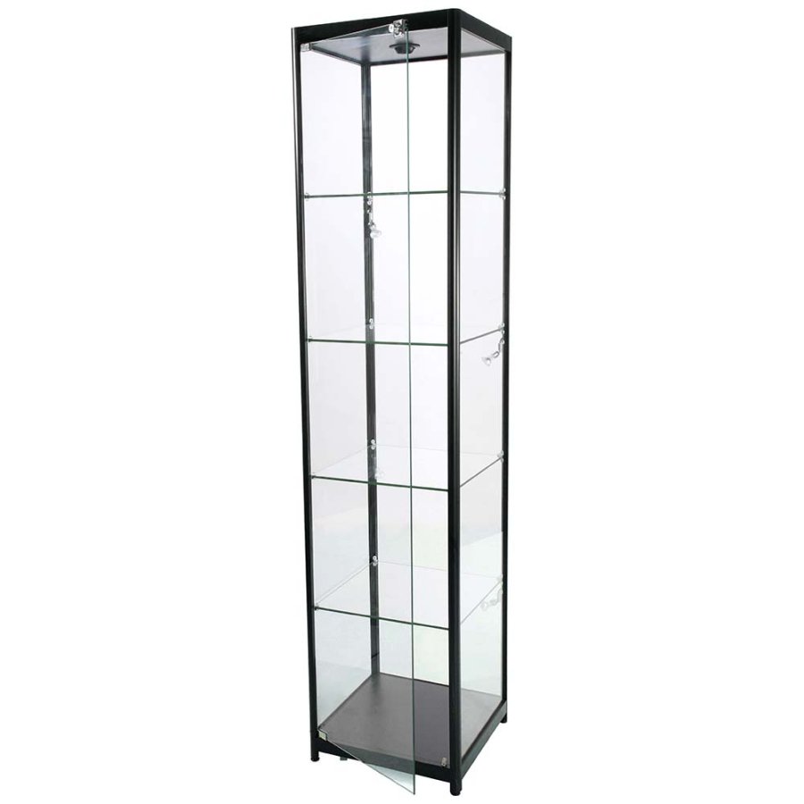 Showcase Tower Solo, black, with LED spots