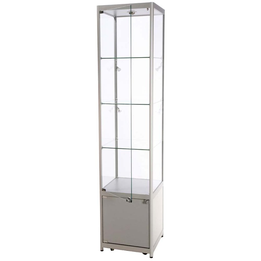 Showcase Tower, Solo, with locker - Silver. LED