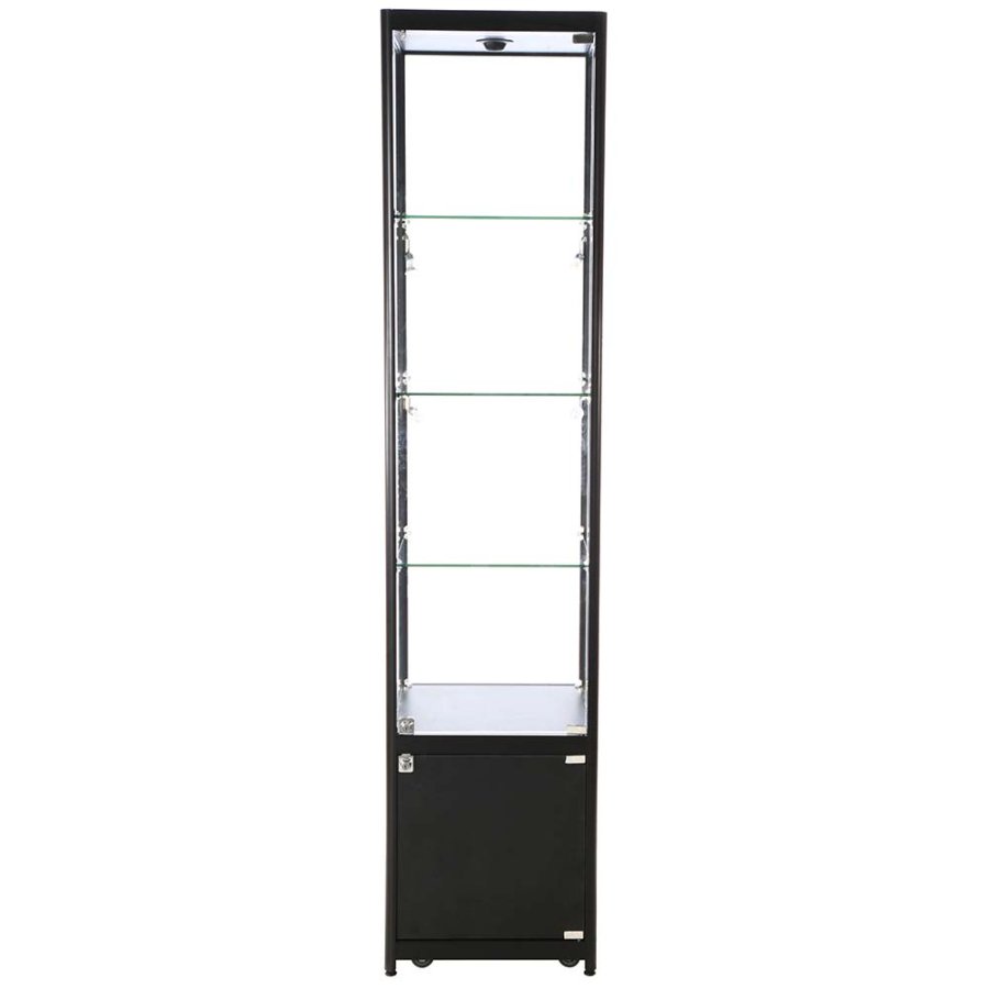 Showcase Tower Solo, black, with storage and LED spots