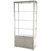 Showcase Tower Duo, silver, with storage and LED spots #1