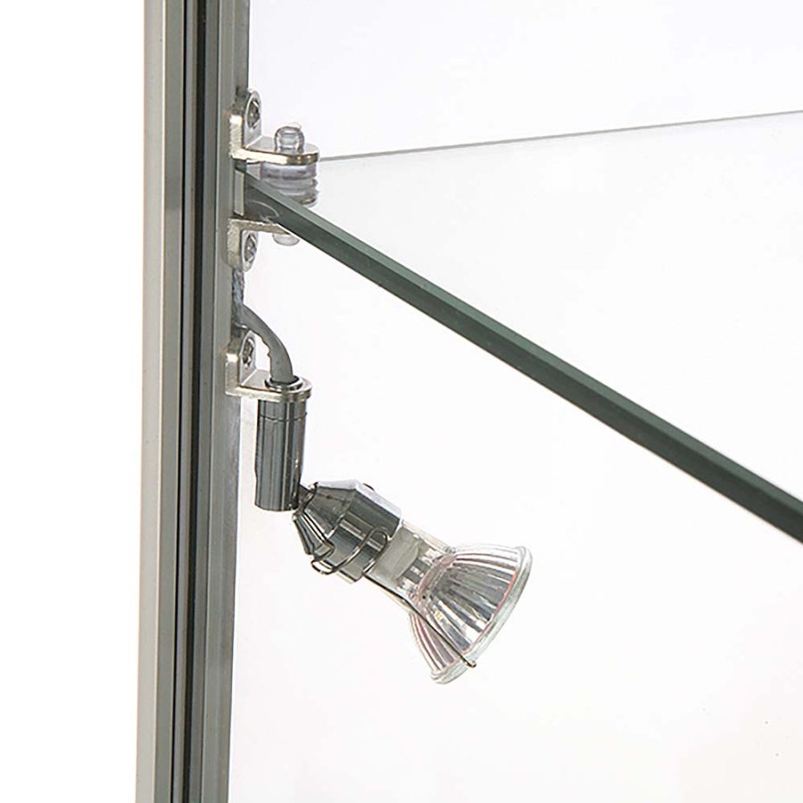 Showcase Tower Duo, silver, with storage and LED spots