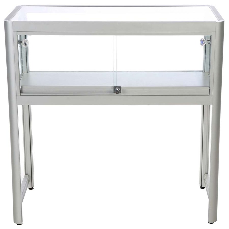 Showcase Desk Duo, silver, with LED spots