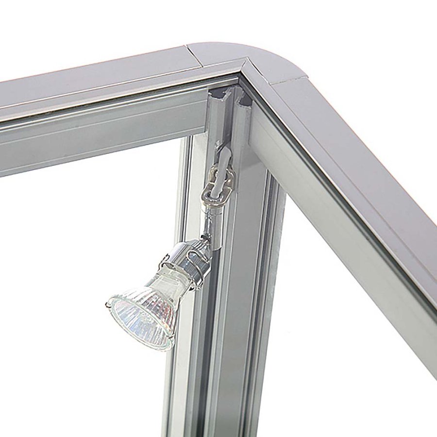 Showcase Desk Duo, silver, with LED spots