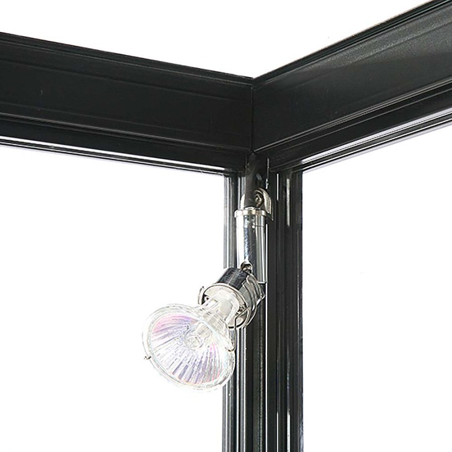 Showcase Counter Solo, blackt, with storage and LED spots