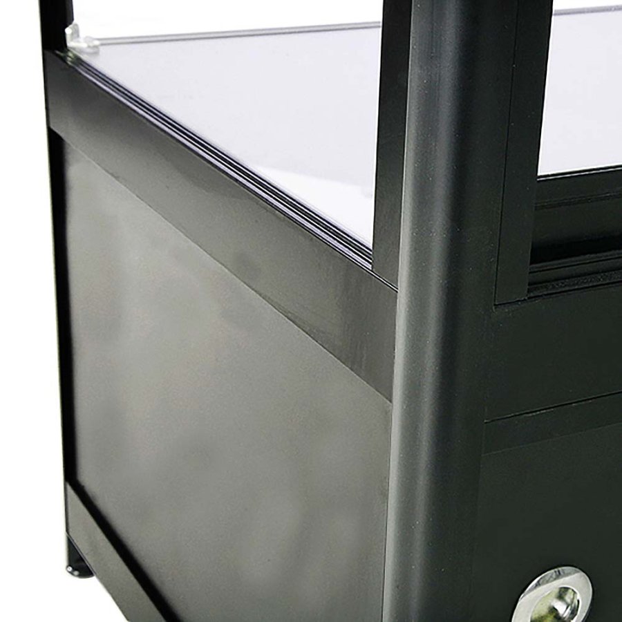 Showcase Counter Solo, blackt, with storage and LED spots