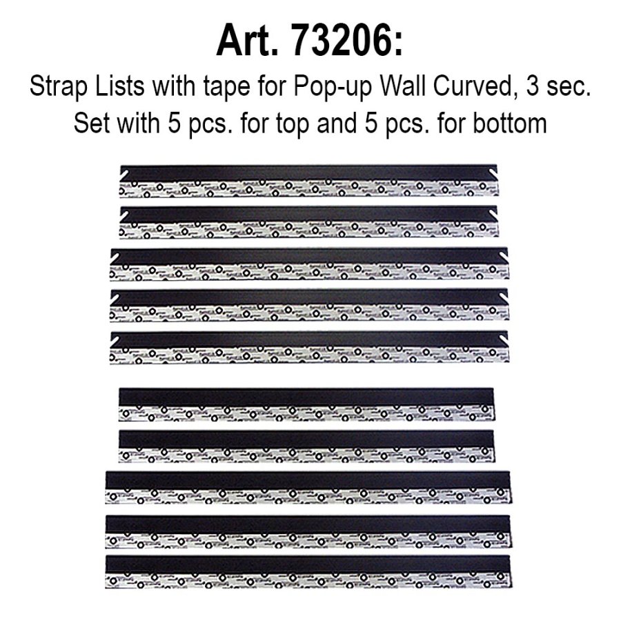 5 top and 5 bottom Complete Strap set for POP-UP WALL Curved 3x3 with clips