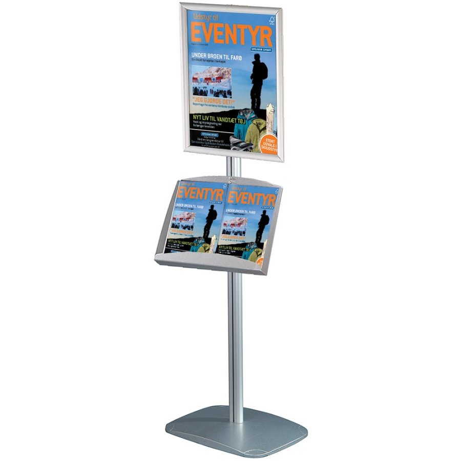 Free Standing Sign Holder, Mini MultiStand, one-sided, Snap frame and steel shelf, A4 - 21 x 29,7 cm