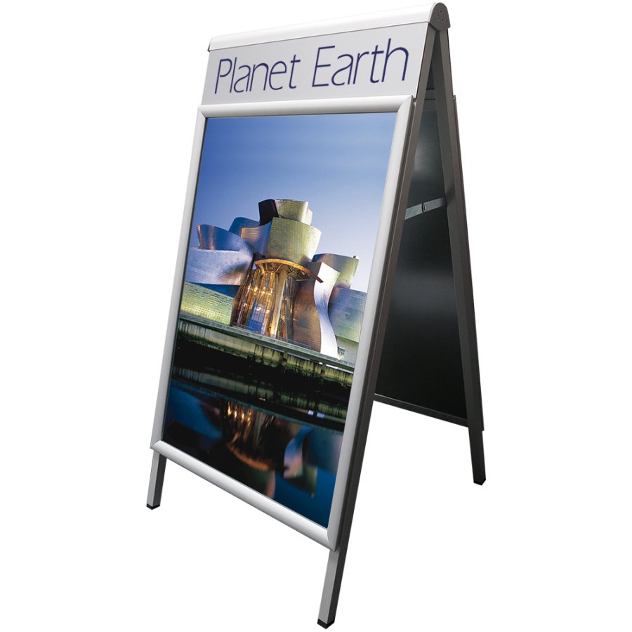 Alu-Line Logo-change Pavement Board, silver, 50 x 70 cm