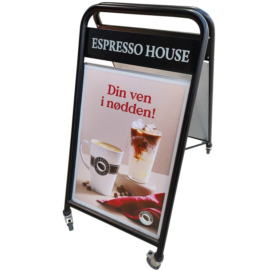 Expo Sign Lux Pavement Board with logo plate and wheels, black, 50 x 70 cm