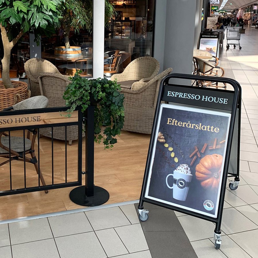 Expo Sign Lux Pavement Board with logo plate and wheels, black, 50 x 70 cm