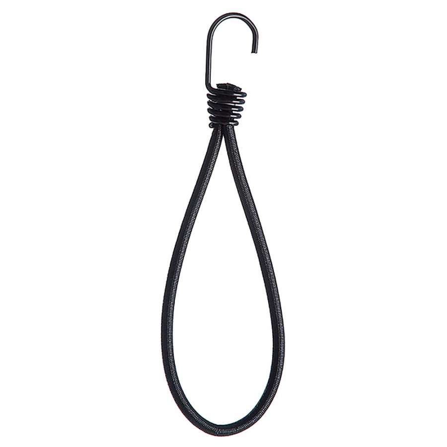 Bungee Cord, black elastic cord with hook, for mounting banners (1 per 20 cm). Packed in bags of 25 pcs, but sold individually.