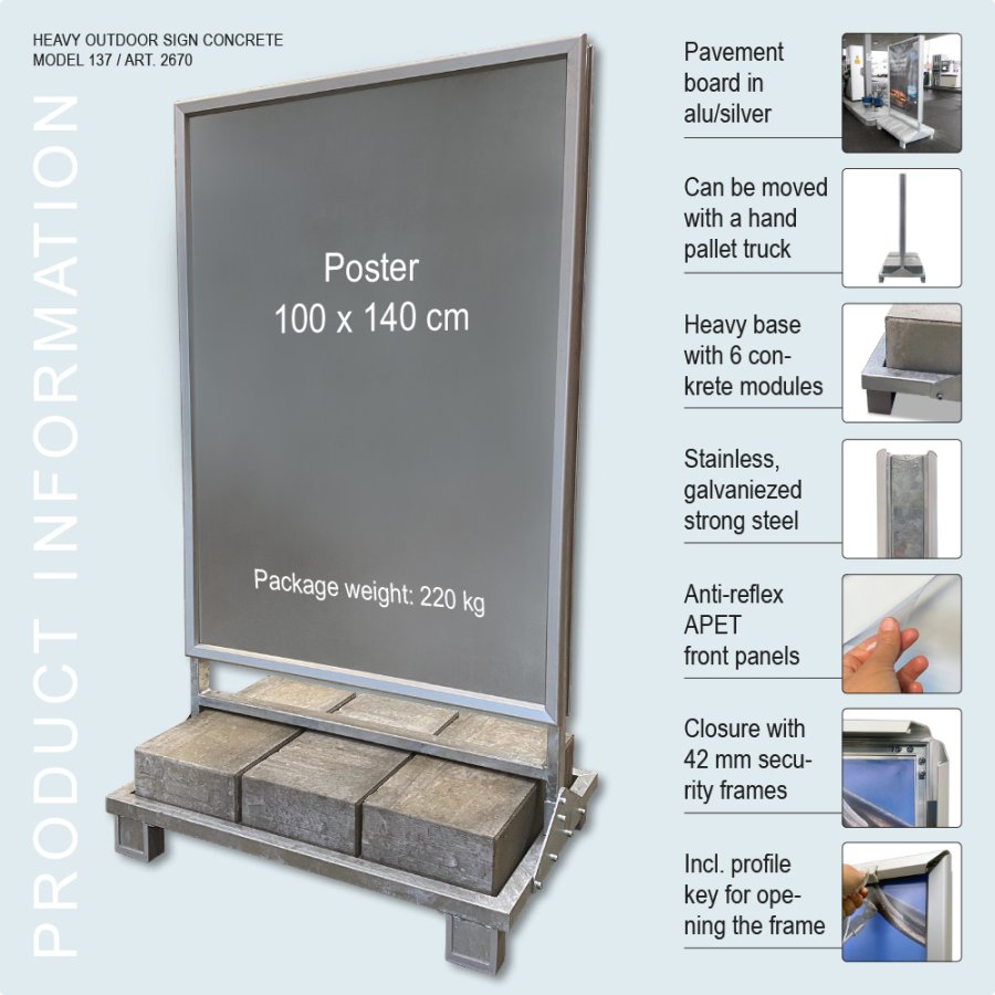 Heavy Outdoor Sign Concrete, aluminium/ grey