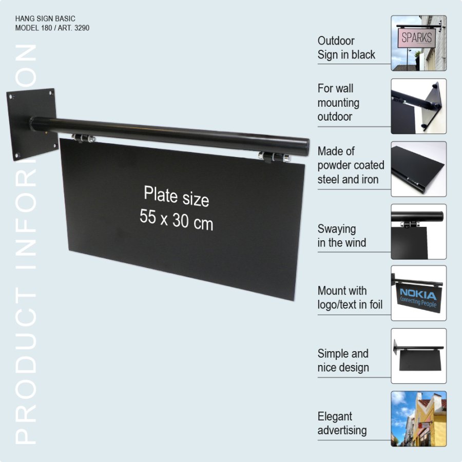 Basic Bracket Sign, Steel Hanging Sign, Black