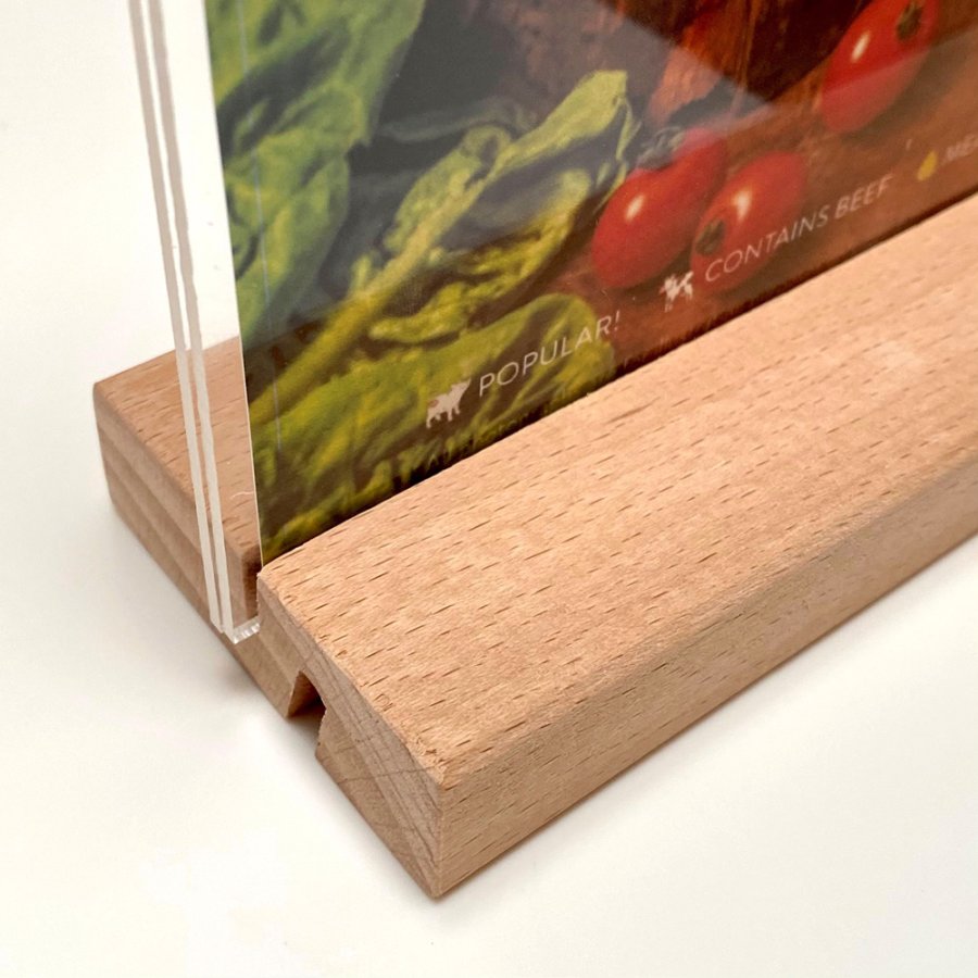 WOOD Block menu holder 70 mm, vertical/angled