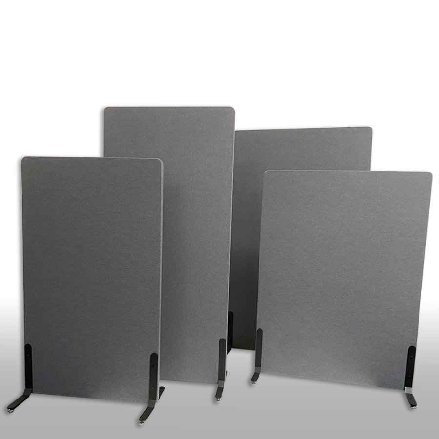 ZONE Hush Wall acoustic wall room divider Dark grey fabric 136x80 cm with standard feet