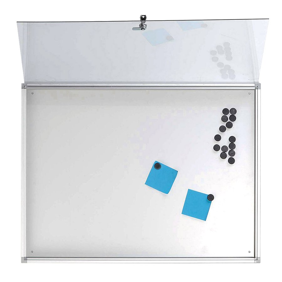 Info box with Magnetic Whiteboard, lockable on the front, 4 x A4, indoor, 51.5 x 68.5 cm