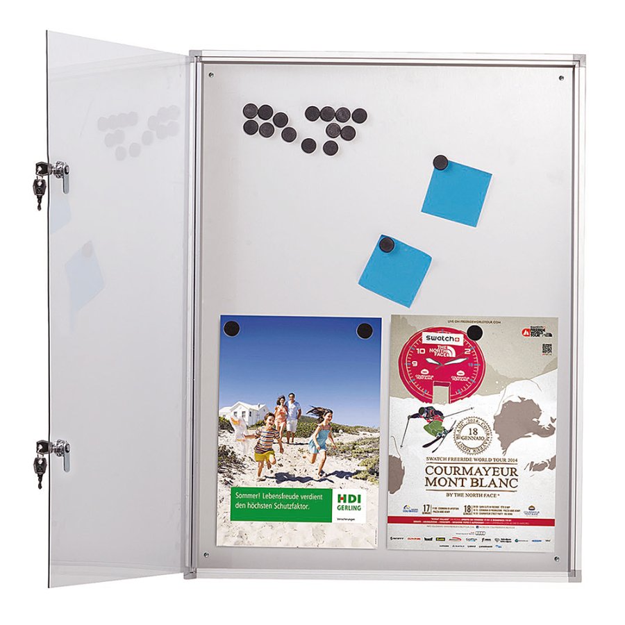 Info box with Magnetic Whiteboard, 6 x A4, Aluminum frame, indoor