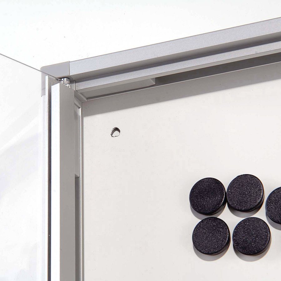 Info box with Magnetic Whiteboard, 9 x A4, 35 mm deep, Aluminum frame, lockable front, indoor