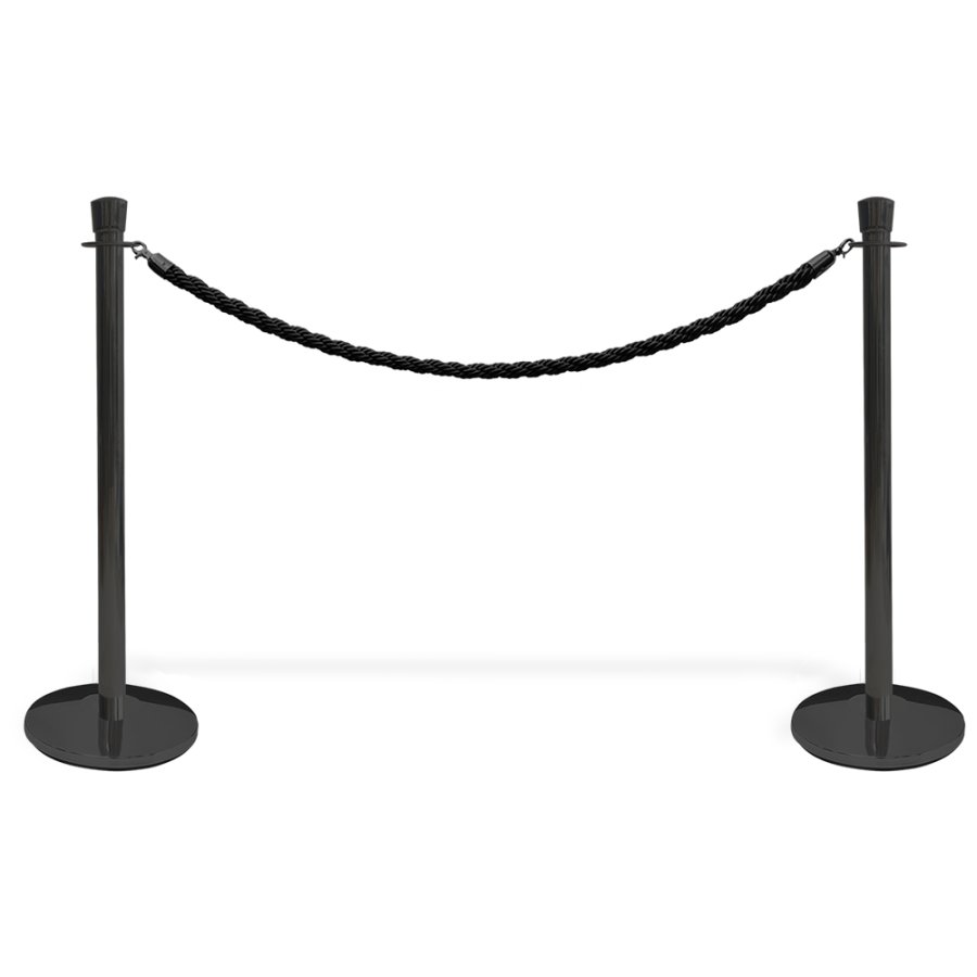 Crowd Control Wall-Mounted Rope Barrier Post, Black