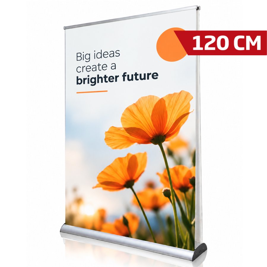 Double-sided 120 cm roll-up banner - aluminium stand, stylish advertising solution.